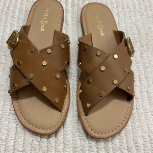Diba True No Tiss Tan/Gold‎ Leather Sandals Size 8 Womens